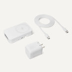 Amazon Basics MagSafe Compatible 25W Fast Charging Qi2.2 Certified 3-in-1 Wireless Charging Station, Foldable Stand for iPhone 17/16/15/14/13/12, Apple Watch, AirPods, with 45W Adapter, White