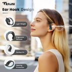 TRAUSI Wireless Earbuds Bluetooth Headphones, Bluetooth 5.3 Stereo Over Ear Buds,Noise Cancelling Mic, IPX7 Waterproof Headset for Workout/Running,Ink black