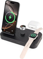 4 in 1 Charging Station for Oura Ring Gen 4 Charger, Fast Charger for iPhone17/16/15/14/13/12, Apple Watch, AirPods, Samsung Galaxy S25/S24/S23/S22/S21, Galaxy Watch Buds (Size 10)