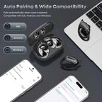 TRAUSI Wireless Earbuds Bluetooth Headphones, Bluetooth 5.3 Stereo Over Ear Buds,Noise Cancelling Mic, IPX7 Waterproof Headset for Workout/Running,Ink black