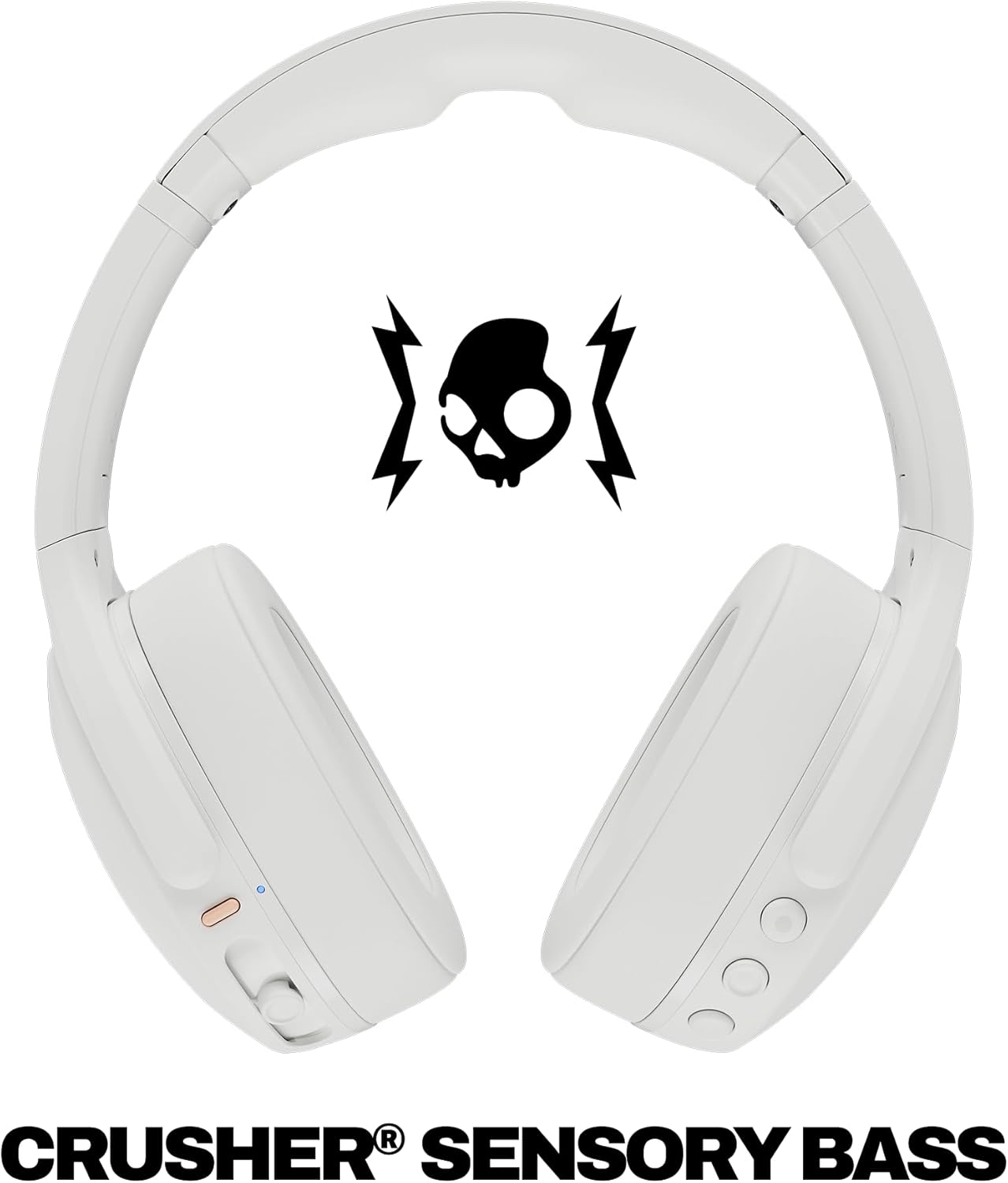Skullcandy Crusher Evo Wireless Bluetooth Headphones with Multi-Sensory Bass, Noise Isolating Over-Ear Fit, Up to 40 Hours Battery, Microphone for iPhone Android - Bone