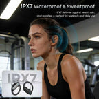 TRAUSI Wireless Earbuds Bluetooth Headphones, Bluetooth 5.3 Stereo Over Ear Buds,Noise Cancelling Mic, IPX7 Waterproof Headset for Workout/Running,Ink black