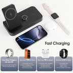 4 in 1 Charging Station for Oura Ring Gen 4 Charger, Fast Charger for iPhone17/16/15/14/13/12, Apple Watch, AirPods, Samsung Galaxy S25/S24/S23/S22/S21, Galaxy Watch Buds (Size 10)