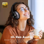 OneOdio A10 Hybrid Active Noise Cancelling Headphones [62 Hrs Playtime] Wireless Bluetooth Over Ear Headphones with Hi-Res Audio, Transparency Mode, Deep Bass, CVC 8.0, for Travel PC Home Office