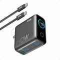 MacBook Charger,140W Max 4-Port GaN USB C Charger Block with Smart Display,Fast Charger USB C Power Adapter,Touch Controls for MacBook,iPad,iPhone 17/16 Series (Include 5FT Cable,Non-Battery)